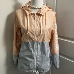 COLUMBIA | Baby blue and Coral Flash Forward Windbreaker Light Jacket Hoodie| S